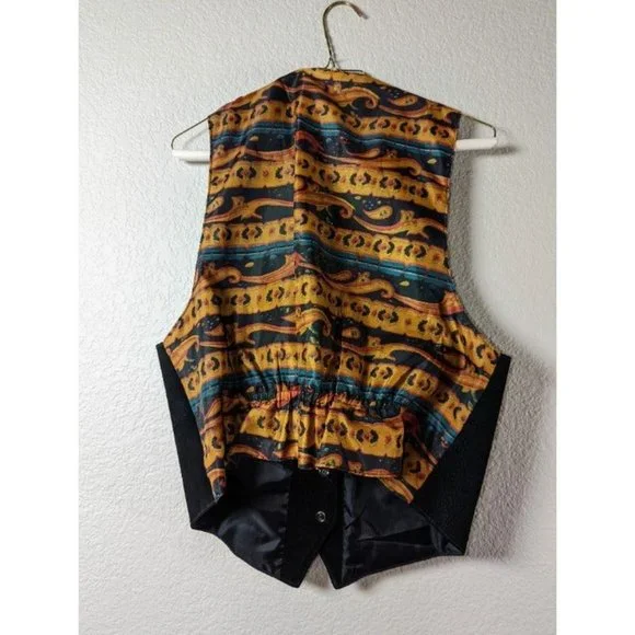 Vintage 90's The Original Arizona Jean Company Black Suede Large Boho Vest - Picture 8 of 10